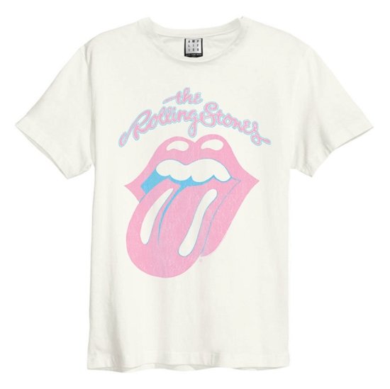 The Rolling Stones - Washed Out Amplified Vintage White Medium T Shirt - The Rolling Stones - Produtos - AMPLIFIED - 5054488495280 - 