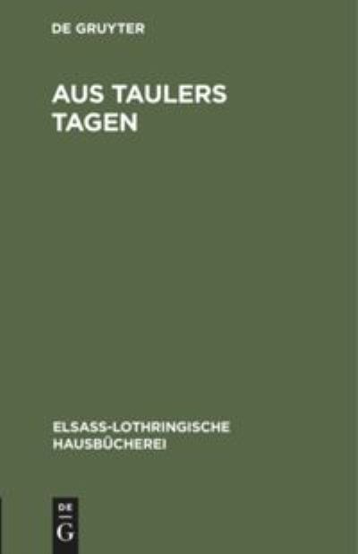 Cover for Aus Taulers Tagen (Book) (1923)