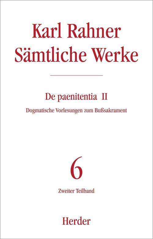 Cover for Karl Rahner · SÃ¤mtl.werke.06 De Paenit.2 (Book)