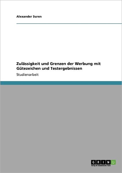 Cover for Suren · Zulässigkeit und Grenzen der Werb (Book) [German edition] (2009)