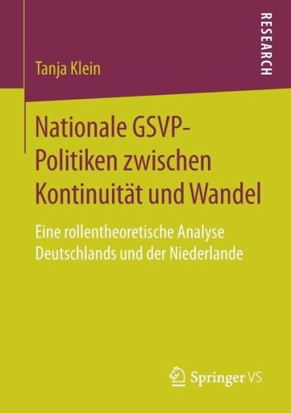 Cover for Klein · Nationale GSVP-Politiken zwischen (Book) (2017)