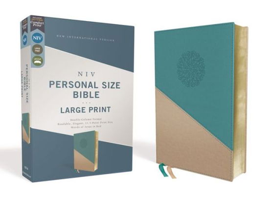 Cover for Zondervan Staff · NIV, Personal Size Bible, Large Print, Leathersoft, Teal / Gold, Red Letter Edition, Comfort Print (Book) (2019)