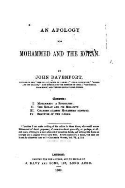 Cover for John Davenport · An Apology for Mohammed and the Koran (Paperback Book) (2016)