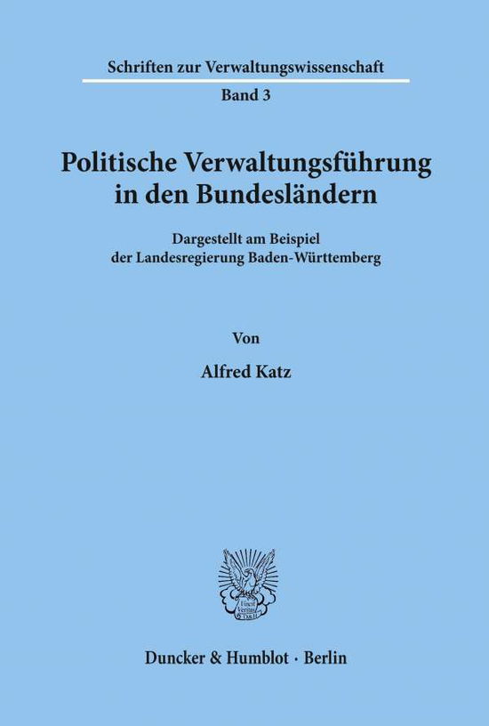 Cover for Katz · Politische Verwaltungsführung in d (Book) (1975)