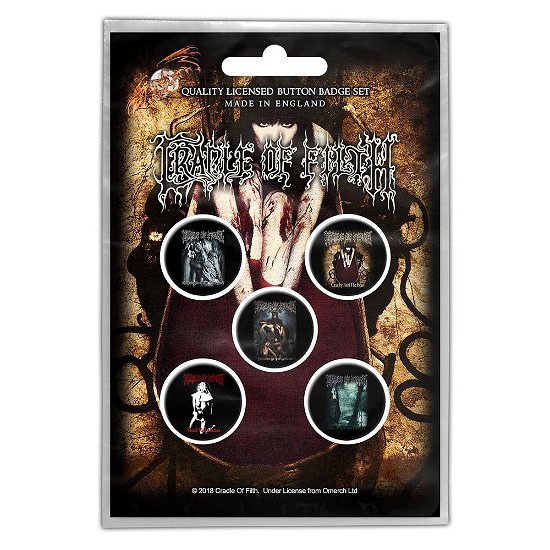 Cradle Of Filth Button Badge Pack: Albums (Retail Pack) - Cradle Of Filth - Fanituote - PHM - 5055339792282 - maanantai 28. lokakuuta 2019