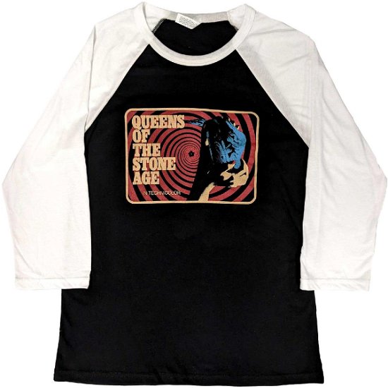 Queens Of The Stone Age Unisex Raglan T-Shirt: In Technicolour (Ex-Tour) - Queens Of The Stone Age - Merchandise -  - 5056561068282 - 