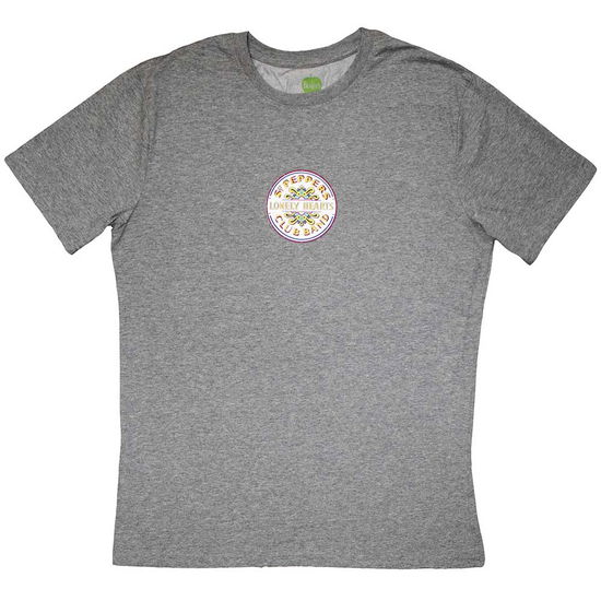 The Beatles Unisex T-Shirt: Mini Sgt Pepper Drum (Grey) - The Beatles - Merchandise -  - 5056737263282 - July 16, 2024