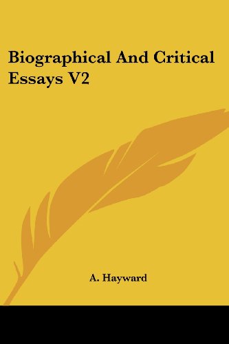 Cover for A. Hayward · Biographical and Critical Essays V2 (Paperback Book) (2007)
