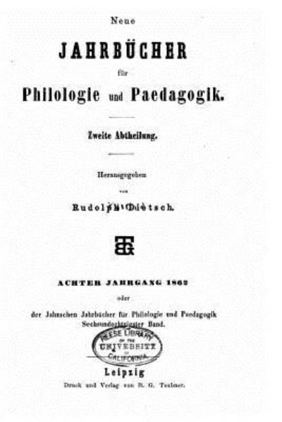 Cover for Neue Jahrbücher für Philologie und Paedogogik (Paperback Book) (2015)