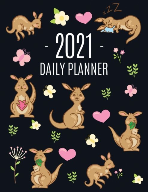 Cover for Feel Good Press · Kangaroo Daily Planner 2021: Cute Animal Calendar Scheduler for Girls - Pretty &amp; Large Weekly Agenda with Australian Outback Animal, Pink Hearts + Butterflies - January - December - Monthly Spreads - For Appointments, Goals, Work, Office, College, School (Pocketbok) (2020)