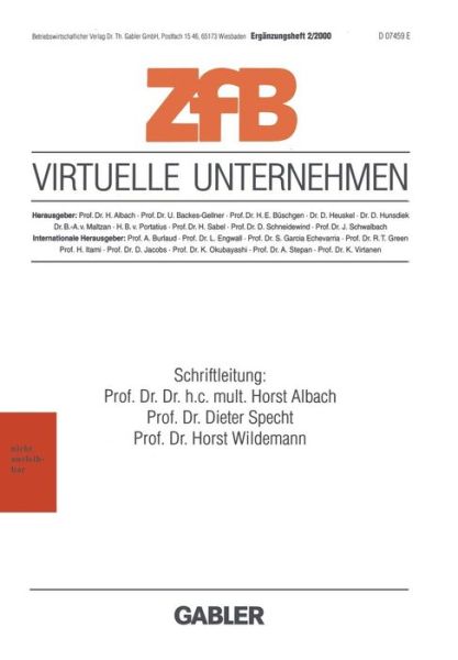 Cover for Horst Albach · Virtuelle Unternehmen - Zfb Special Issue (Paperback Book) [2000 edition] (2000)