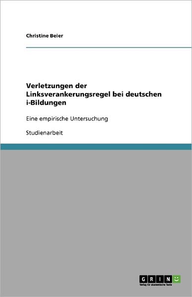 Cover for Beier · Verletzungen der Linksverankerung (Book) [German edition] (2009)