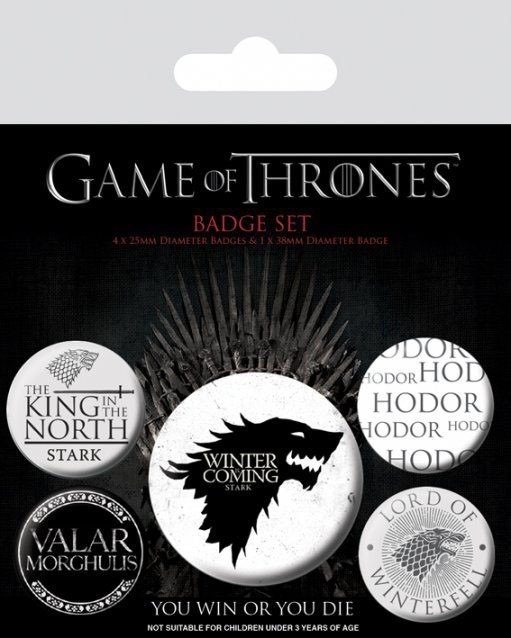 GAME OF THRONES - Pack 5 Badges - Winter is Coming - Game Of Thrones - Merchandise - AMBROSIANA - 5050293805283 - 7. februar 2019