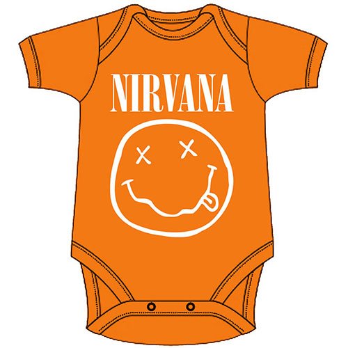 Nirvana Kids Baby Grow: White Happy Face (0-3 Months) - Nirvana - Produtos -  - 5056368657283 - 