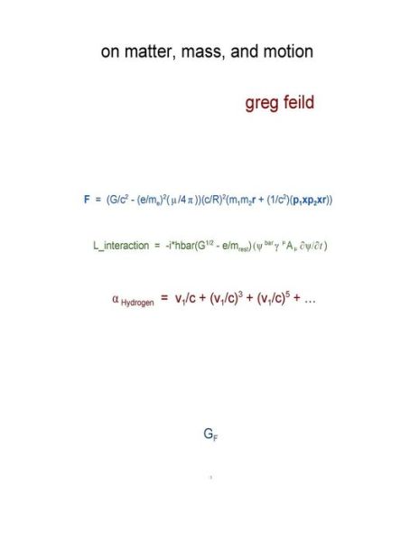 Cover for Greg Feild · On Matter, Mass, and Motion (Pocketbok) (2017)