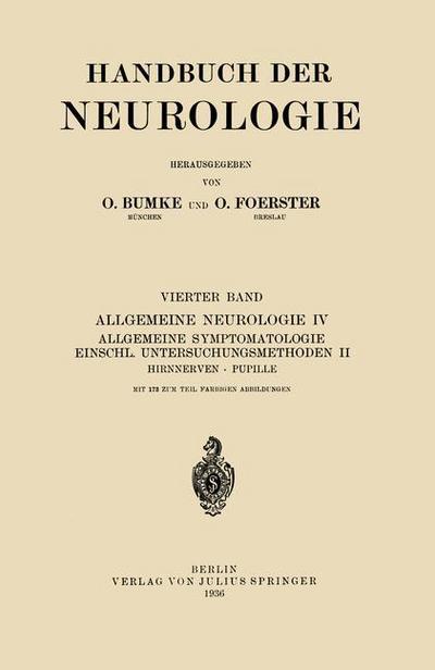 Cover for A Bielschowsky · Hirnnerven Pupille - Handbuch Der Neurologie (Paperback Book) [German edition] (1936)