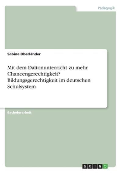 Cover for Oberländer · Mit dem Daltonunterricht zu (Book)