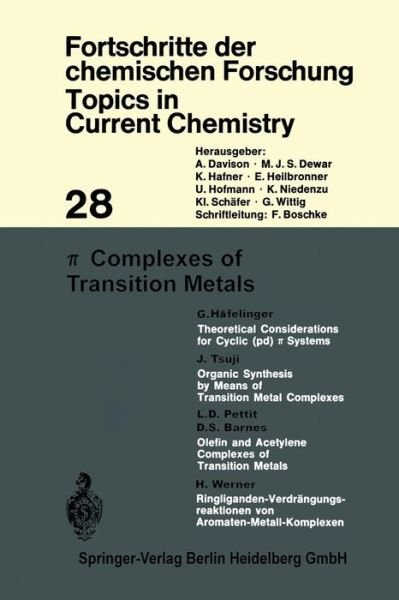 Cover for Kendall N. Houk · Complexes of Transition Metals - Topics in Current Chemistry (Pocketbok) [1972 edition] (1972)