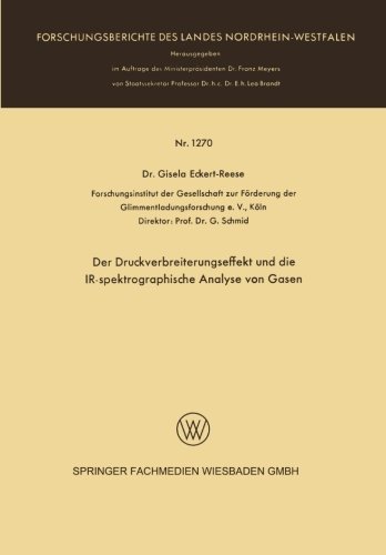 Cover for Gisela Eckert-Reese · Der Druckverbreiterungseffekt Und Die Ir-Spektrographische Analyse Von Gasen - Forschungsberichte Des Landes Nordrhein-Westfalen (Paperback Bog) [1965 edition] (1965)