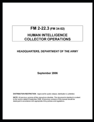 Cover for U S Army · FM 2-22.3 (FM 34-52) Human Intelligence Collector Operations (Paperback Book) (2021)