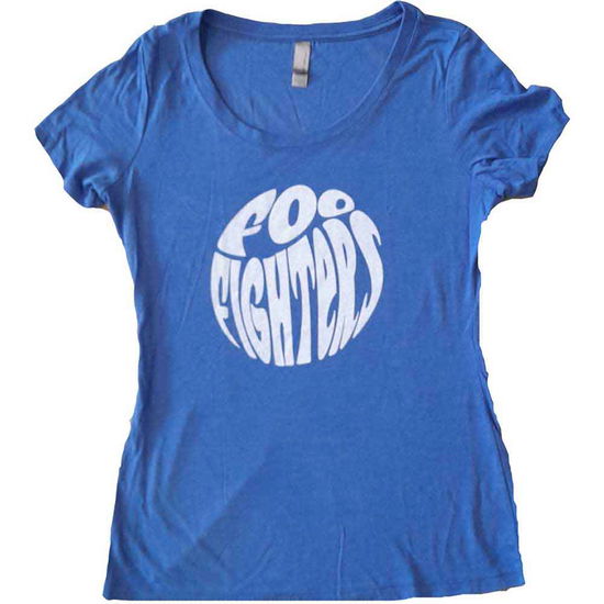Foo Fighters Ladies T-Shirt: 70s Logo (Blue) (Ex-Tour) - Foo Fighters - Produtos - - 5056561041285 - 21 de março de 2023