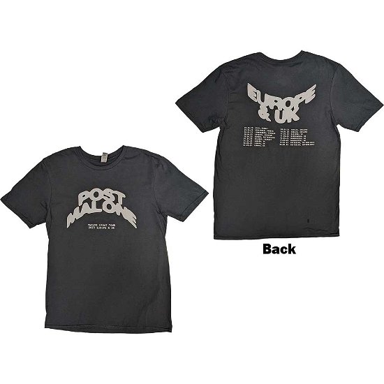 Post Malone Unisex T-Shirt: Curved Logo 2023 Tour Dates (Back Print & Ex-Tour) - Post Malone - Merchandise -  - 5056737233285 - 