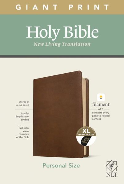 Cover for Tyndale · NLT Personal Size Giant Print Bible, Filament Enabled Edition (Red Letter, LeatherLike, Rustic Brown, Indexed) (Book) (2021)