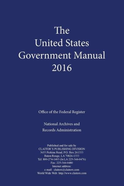 Cover for Office of the Federal Register · United States Government Manual (Paperback Book) (2017)
