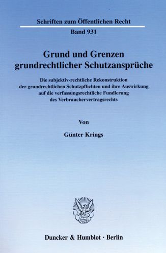 Cover for Krings · Grund und Grenzen grundrechtlich (Book) (2003)