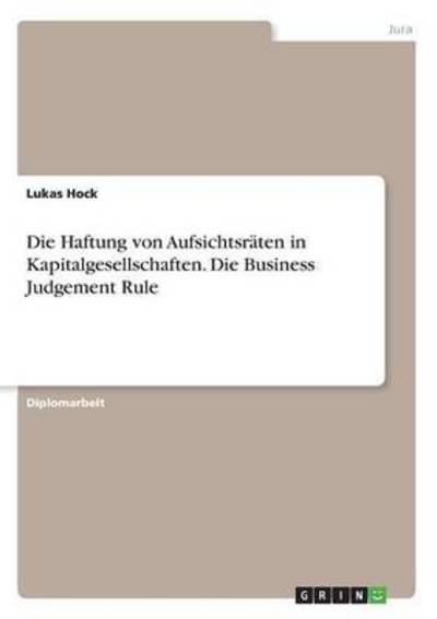 Cover for Hock · Die Haftung von Aufsichtsräten in (Book) (2016)