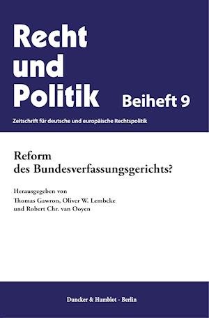 Cover for Oliver W Lembcke · Reform Des Bundesverfassungsgerichts? (Paperback Book) (2021)
