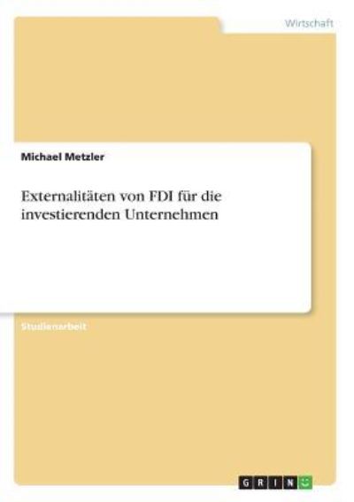 Cover for Metzler · Externalitäten von FDI für die (Book)