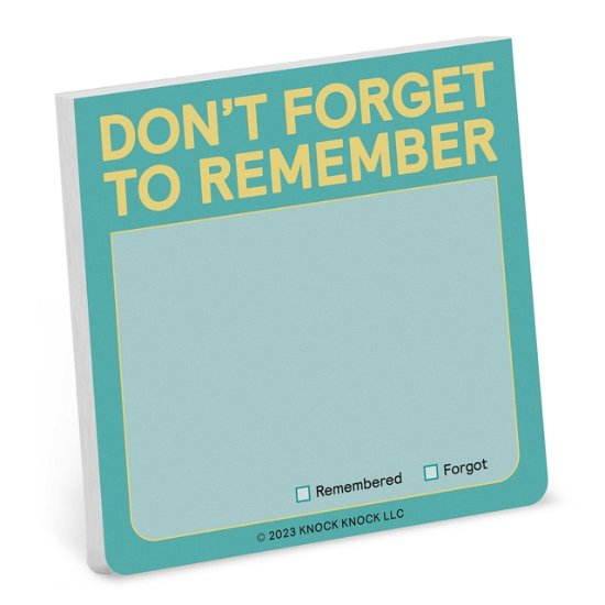 Knock Knock Don't Forget to Remember Sticky Note (Pastel) - Knock Knock - Kirjat - Knock Knock - 9781683494287 - torstai 18. tammikuuta 2024