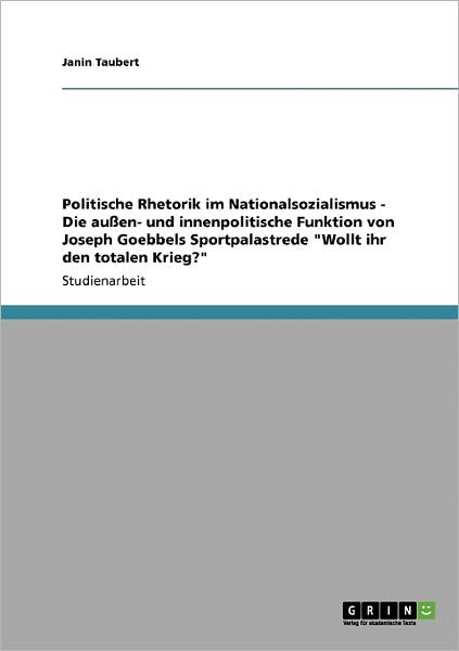 Cover for Taubert · Politische Rhetorik im National (Book) [German edition] (2013)