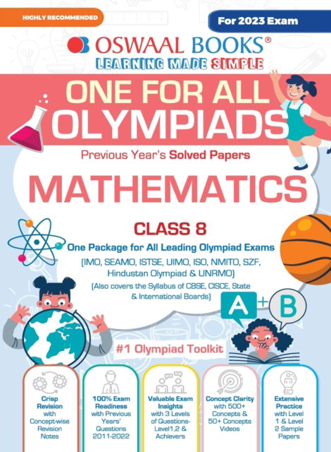 Cover for Oswaal Editorial Board · Oswaal One For All Olympiad Previous Years' Solved Papers, Class-8 Mathematics Book (For 2023 Exam) (Paperback Book) (2023)