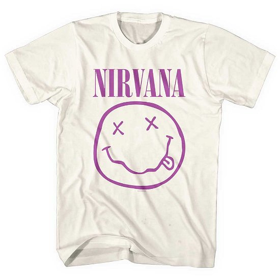 Nirvana Unisex T-Shirt: Purple Happy Face - Nirvana - Produtos -  - 5056561037288 - 