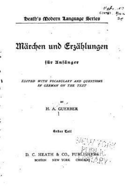 Cover for Hélène Adeline Guerber · Märchen und Erzählungen fur Anfänger (Paperback Bog) (2016)