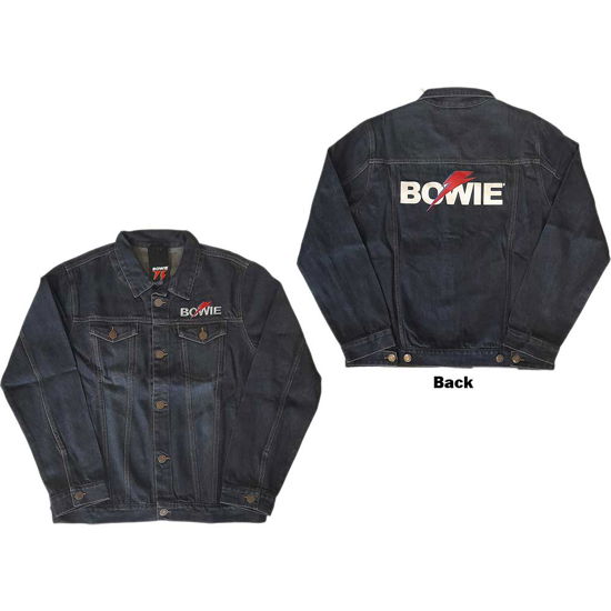 Cover for David Bowie · David Bowie Unisex Denim Jacket: Flash Logo (Back Print) (TØJ) [size S]