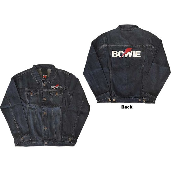 David Bowie Unisex Denim Jacket: Flash Logo (Back Print) - David Bowie - Merchandise -  - 5056561014289 - 