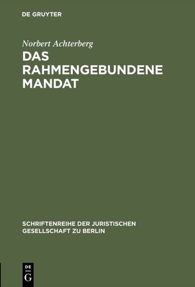 Cover for Achterberg · Das rahmengebundene Mandat (Book) (1975)