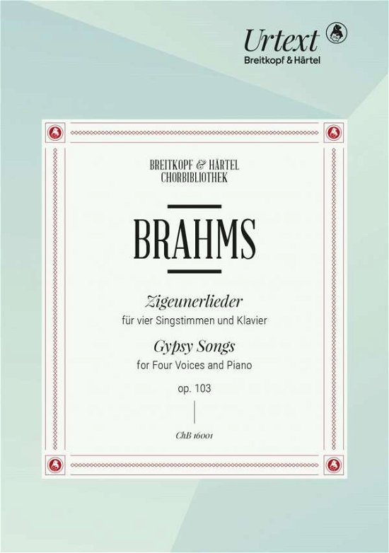Cover for Brahms · Brahms:zigeunerlieder Op. 103 -urtext N (Bok)