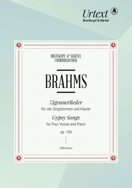 Cover for Brahms · Brahms:zigeunerlieder Op. 103 -urtext N (Book)