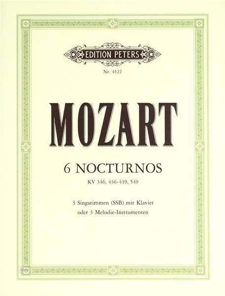 6 Nocturnes - Mozart - Boeken - Edition Peters - 9790014029289 - 12 april 2001