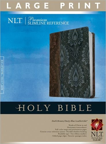 Cover for Tyndale House Publishers · Premium Slimline Reference Bible-nlt-large Print (Leather Book) [Large Print edition] [Blue/Brown Imitation] (2012)