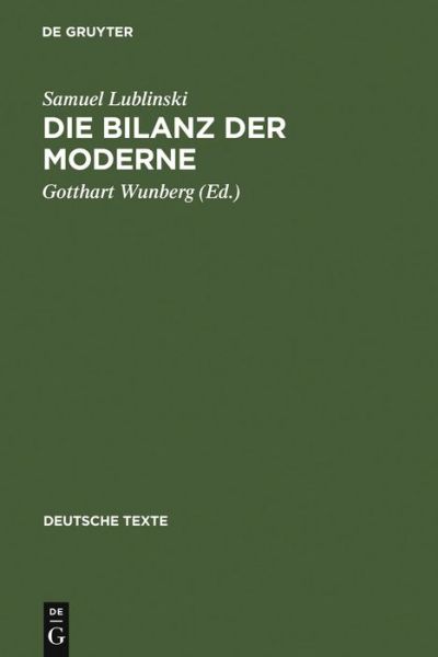 Cover for Lublinski · Die Bilanz der Moderne (Book) [German edition] (1992)