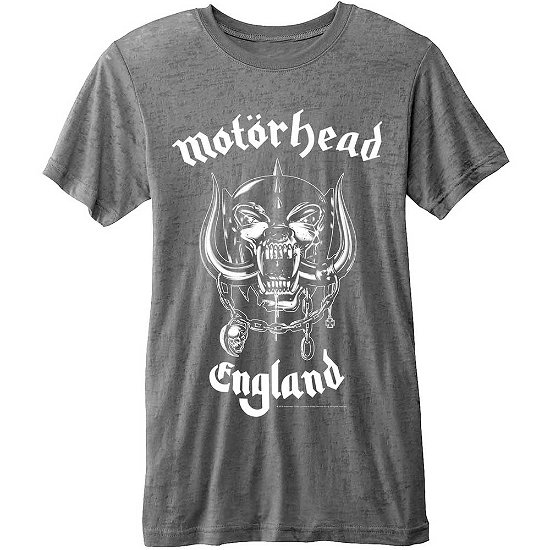 Cover for Motörhead · Motorhead Unisex Fashion Tee: England (Burn Out) (TØJ) [size L] [Grey - Unisex edition]