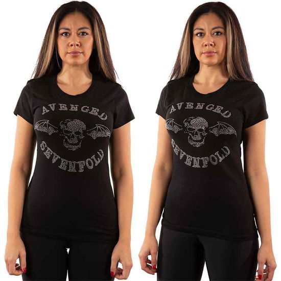 Avenged Sevenfold Ladies T-Shirt: Death Bat (Embellished) - Avenged Sevenfold - Merchandise - Unlicensed - 5055979958291 - 