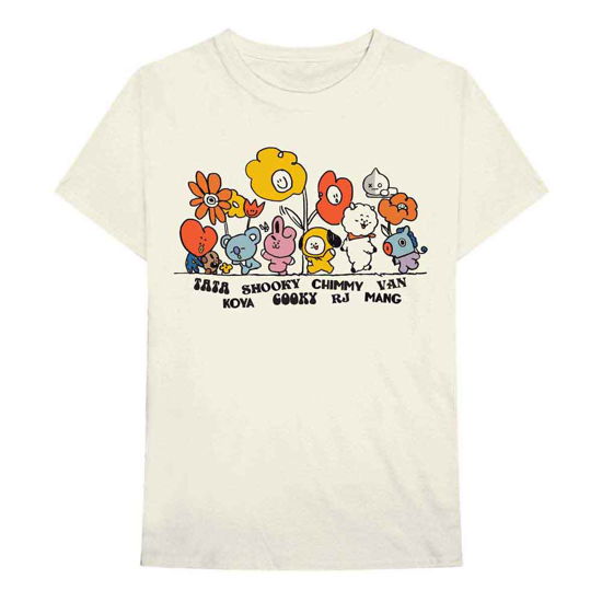 BT21 Unisex T-Shirt: Hippie Flowers - Bt21 - Produtos -  - 5056368692291 - 