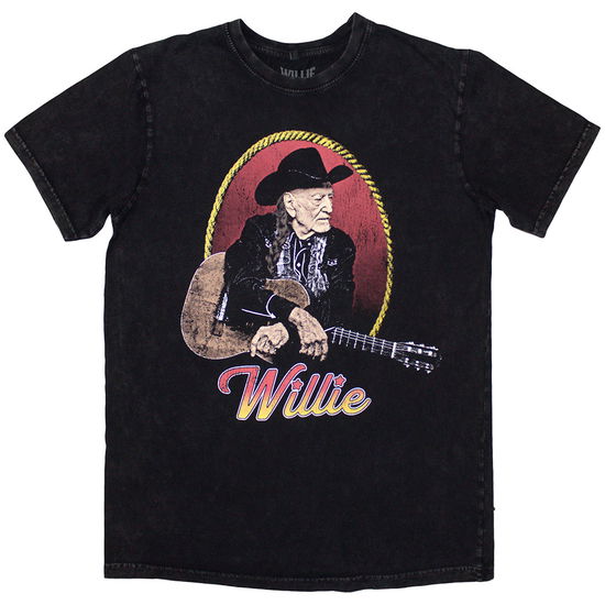 Cover for Willie Nelson · Willie Nelson Unisex Stone Wash T-Shirt: Lasso Portrait (T-shirt) [size S] (2024)