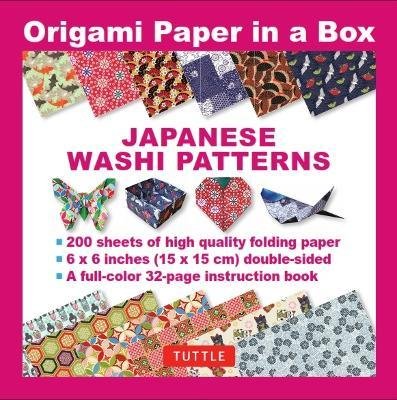 Cover for Tuttle Publishing · Origami Paper in a Box - Japanese Washi Patterns: 200 Sheets of Tuttle Origami Paper: 6x6 Inch Origami Paper Printed with 12 Different Patterns: 32-page Instructional Book of 10 Projects (Book) (2023)